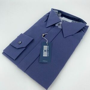 Eton Dress Shirt Men XL 17 - 43 Purple Black Contemporary Fit Collared Button Up